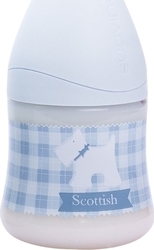 Suavinex Plastikflasche Πλαστικό Μπιμπερό Scottish Boys, Θηλή Σιλικόνης Ρυ Gegen Koliken mit Silikonsauger für 0+, 0+ m, Monate White Doggy 150ml 3800170/ Άσπρο Σκυλάκι