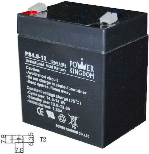 Power Kingdom PS4.5-12 Μπαταρία UPS με Χωρητικότητα 4.5Ah και Τάση 12V