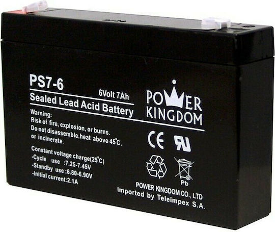 Power Kingdom PS7-6 Baterie UPS cu Capacitate 7Ah și Tensiune 6V 1buc