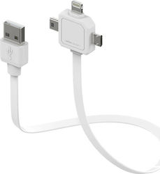 Allocacoc USB to Lightning/micro USB/mini USB Cable Λευκο 0.75m (9002/UC80CN)