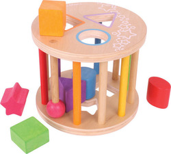 Big Jigs Shape Sorting Toy Κύλινδρος με Σχήματα made of Wood for 12++ Months