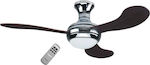 Primo MF52Q-3W1L 18.326 800251 Ceiling Fan 130cm with Light and Remote Control Black