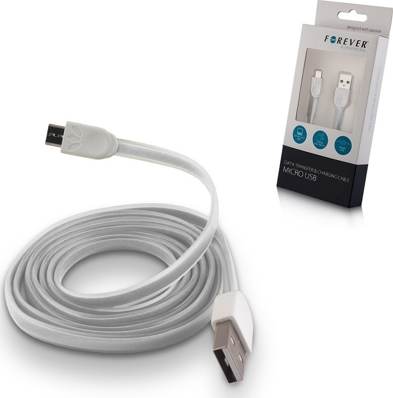 Forever Flat USB 2.0 to micro USB Cable White 1m (T_0012041) Skroutz.gr