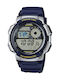 Casio World Time Illuminator Digital Men's Watch 44mm Chronograph Battery with Blue Rubber Strap