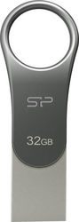 Silicon Power Mobile C80 32GB USB 3.0 Stick με σύνδεση USB-C Ασημί