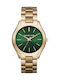 Michael Kors Slim Runway Uhr mit Gold Metallarmband