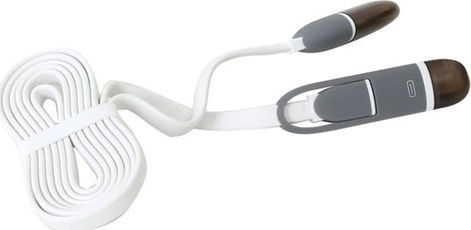 Omega Flach USB zu Blitzschlag / Micro-USB Kabel Weiß 1m (PUC2PW)