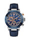 GC Watches Ανδρικό Ρολόι 44mm Χρονογράφος Μπαταρίας με Μπλε Δερμάτινο Λουράκι