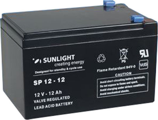 SunLight SPA 12-12 UPS Batterie mit Kapazität 12Ah und Spannung 12V 1Stück