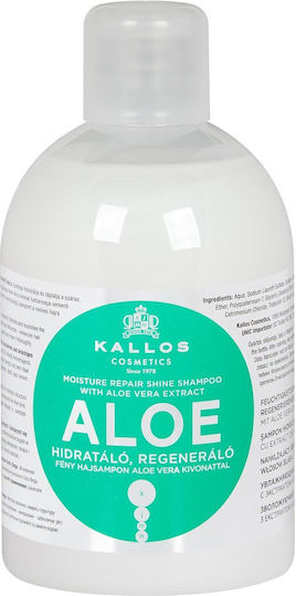 Kallos Aloe Vera Moisture Repair Shine Shampoos Reconstruction/Nourishment & Hydration for Damaged Hair 1000ml