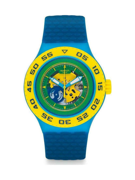 Swatch Infrario Watch with Blue Rubber Strap