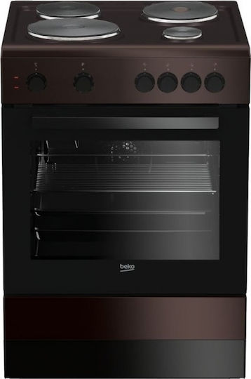 Beko Cooker 65lt with Enamel Hobs W60cm. Coffee