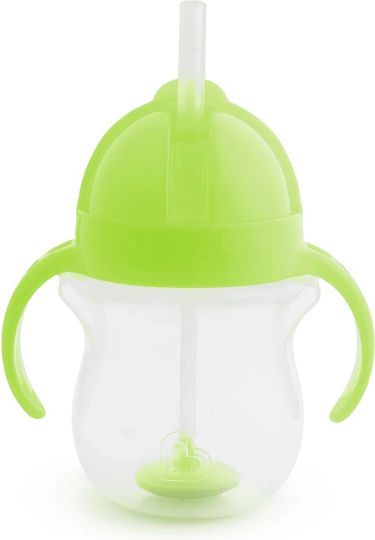 Munchkin Детска Чаша с Дръжки и Сламка Click Lock от Пластмаса Зелена 207ml за 6m+