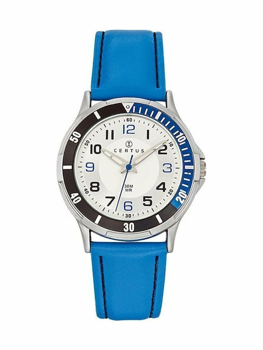 Certus Analog Kinderuhr Blau mit Lederarmband