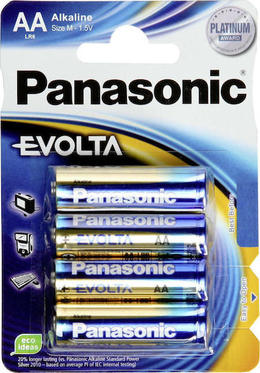 Panasonic 4 Pack Alkaline Batteries AA Evolta 1.5V
