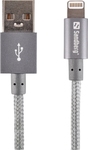 Sandberg Cable Space Împletit USB-A la Cablu Lightning Gri 1m (480-00)
