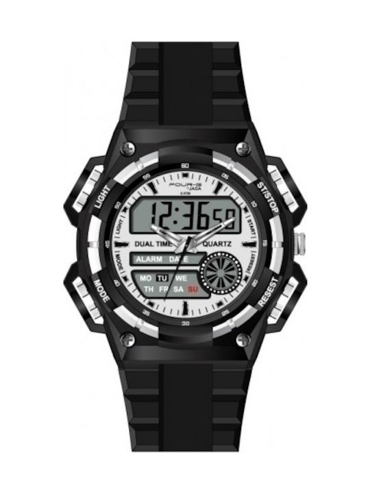 Jaga Four-G Digital Watch Battery with Black Rubber Strap