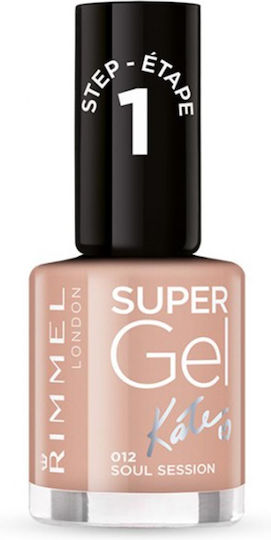Rimmel Super Gel By Kate Step 1 Glossy Βερνίκι Νυχιών Μακράς Διαρκείας Μπεζ 12ml