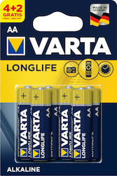 Varta 6 Pack Alkaline Batteries AA LongLife 1.5V Varta 6 Pack Alkaline Batteries AA LongLife 1.5V
