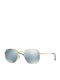Ray Ban Hexagonal Unisex Sunglasses with Gold Metal Frame and Green Mirror Lens RB3548N 001/30