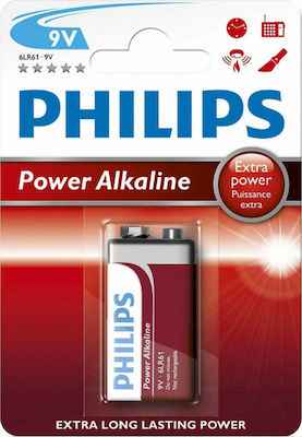 Philips Power Αλκαλική Μπαταρία 9V 1τμχ