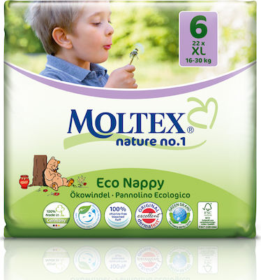 Moltex Eco Nappy XL Πάνες με Αυτοκόλλητο No. 6 για 16-30kg 22τμχ