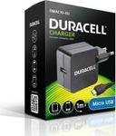 Duracell Φορτιστής με Θύρα USB-A και Καλώδιο micro USB Μαύρος (DMAC10)