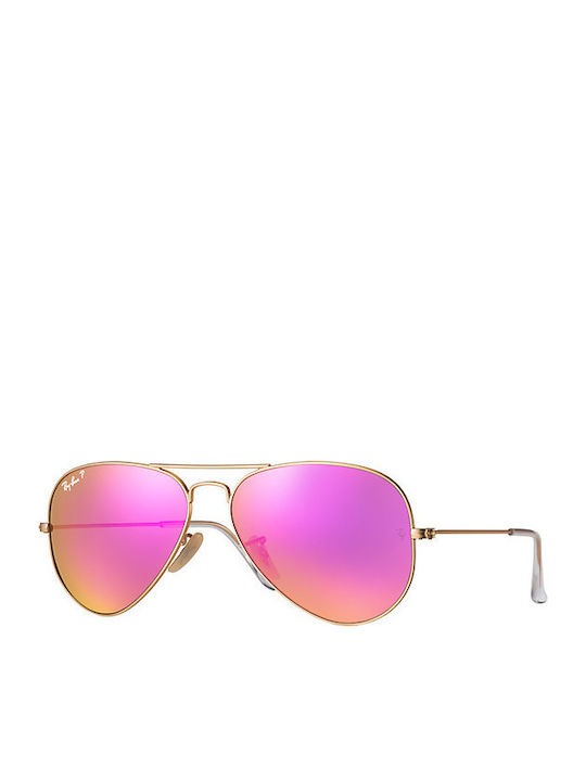 Ray Ban Aviator Unisex Sunglasses with Gold Met...