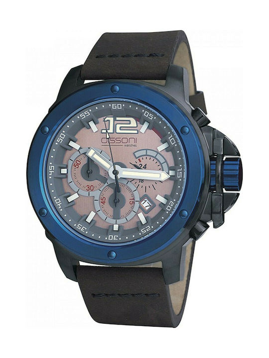 Dissoni Watch Chronograph Battery with Black Leather Strap D89789