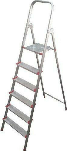 Viovas Ladder Aluminum & Iron with 6+1 Steps 126cm