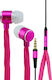 Hands Free Shoelace In-ear Handsfree with 3.5mm Connector Pink