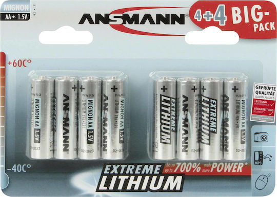 Ansmann Extreme Baterii De Litiu AA 1.5V De Unică Folosință (High Performance) 8 Bucăți