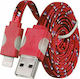 Tel1 Braided Flat USB to Lightning Cable Κόκκινο 1m (5900217169598)