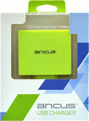 Ancus Φορτιστής Χωρίς Καλώδιο με 4 Θύρες USB-A Πράσινος (34602)