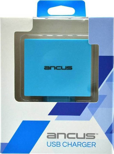 Ancus Φορτιστής Χωρίς Καλώδιο με 4 Θύρες USB-A Μπλε (5210029034619)