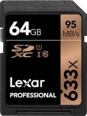 Lexar Professional 633x SDXC 64GB Class 10 U1 UHS-I