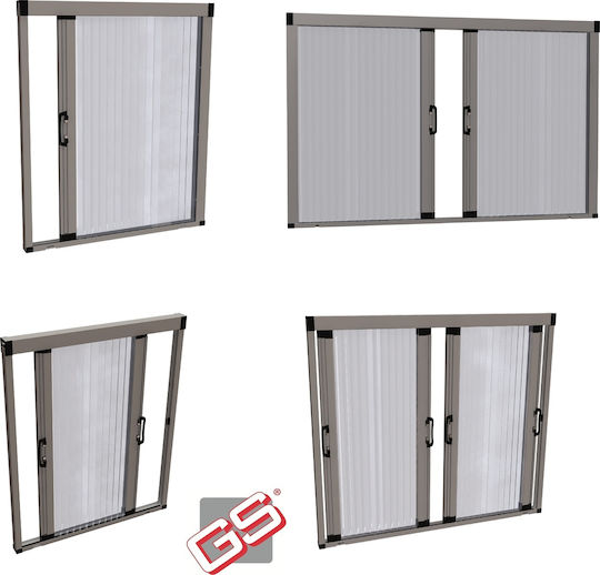 GS Luna Window Mosquito Net with Screws Pleated Plastic Black with Frame 240x160cm