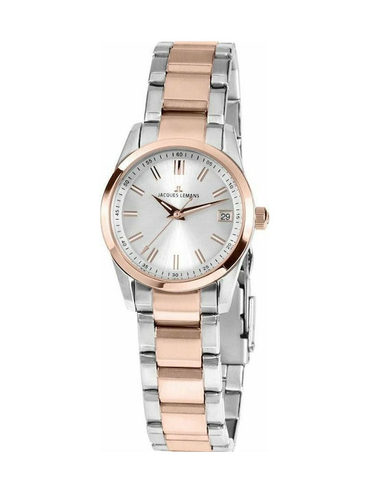 Jacques Lemans Liverpool Watch with Pink Gold Metal Bracelet