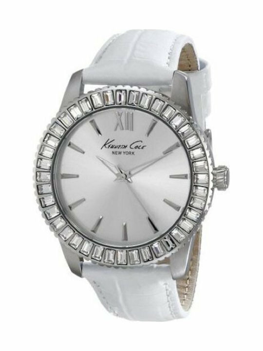 Kenneth Cole Γυναικείο Ρολόι 40mm Μπαταρίας με Λευκό Δερμάτινο Λουράκι