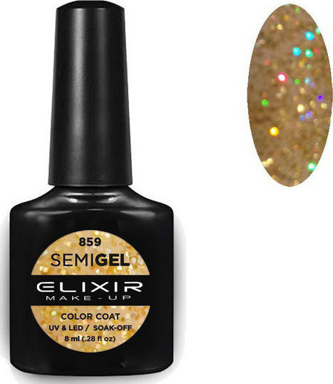 Elixir Semi Gel Хибриден Лак за Нокти 859 Sungold с Glitter 8мл 842-859