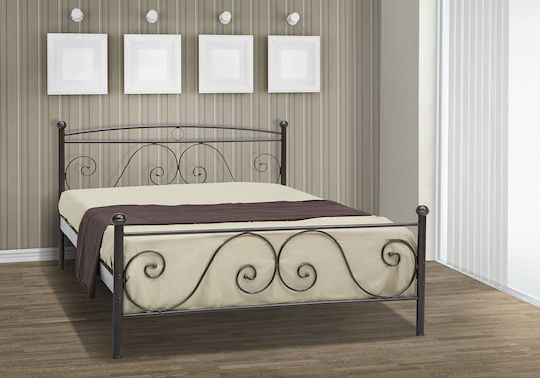 Ρόδος Bett Doppel Metall Kupfer Für Matratze 150x200cm