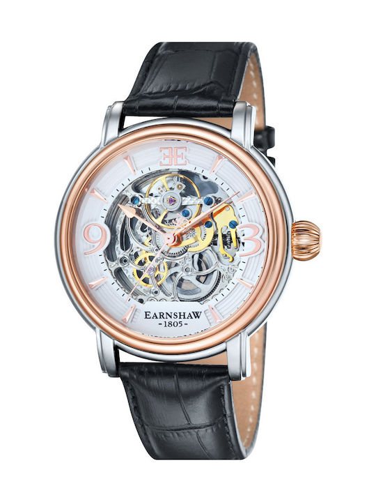 Thomas Earnshaw Longcase Watch Automatic with Black Leather Strap