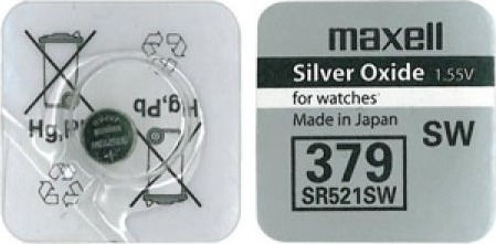 Maxell Zero Mercury 379/SR521SW Silver Oxide Watch Battery SR63 1.55V 1pcs
