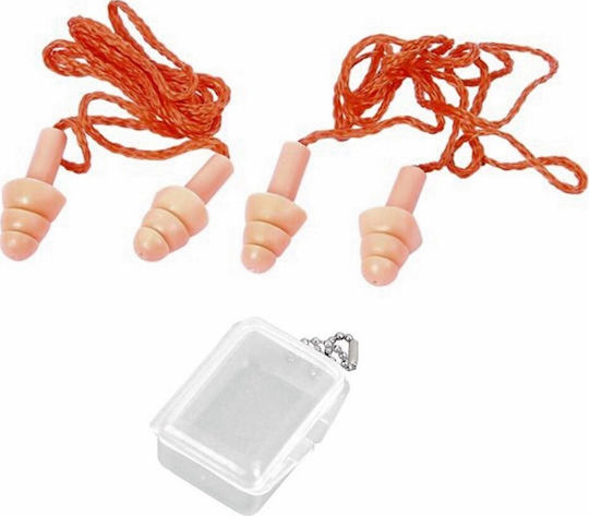 Tactix Silicone Earplugs with Safety Cord in Orange Colour 488024 2 Pieces