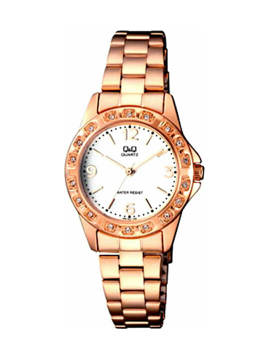 Q&Q Watch with Pink Gold Metal Bracelet Q981J014Y