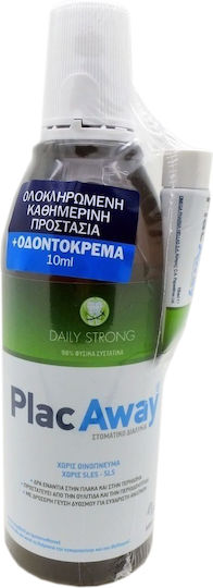 PlacAway Daily Care Strong 500ml & Подарък Паста за зъби PlacAw Вода за уста