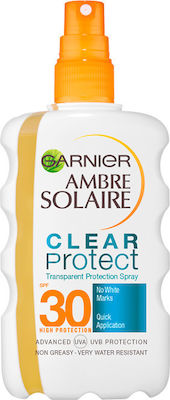 Garnier Ambre Solaire Clear Protect Transparent Rezistentă la apă Crema protectie solara Cremă pentru Corp SPF30 în Spray 200ml