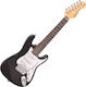 Encore E375 3/4 Electric Guitar Stratocaster with SSS Pickup Configuration Black