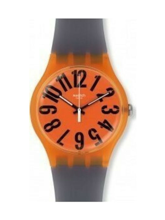 Swatch Larancio Uhr mit Gray Kautschukarmband