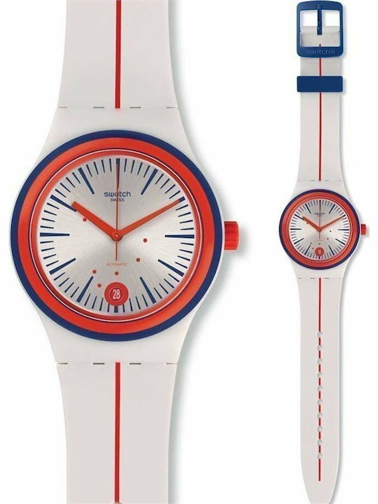 Swatch Sistem Arlequin Мъжки часовник 42мм Автоматичен с Бяло Каучуково Цвят на каишката